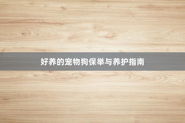 好养的宠物狗保举与养护指南